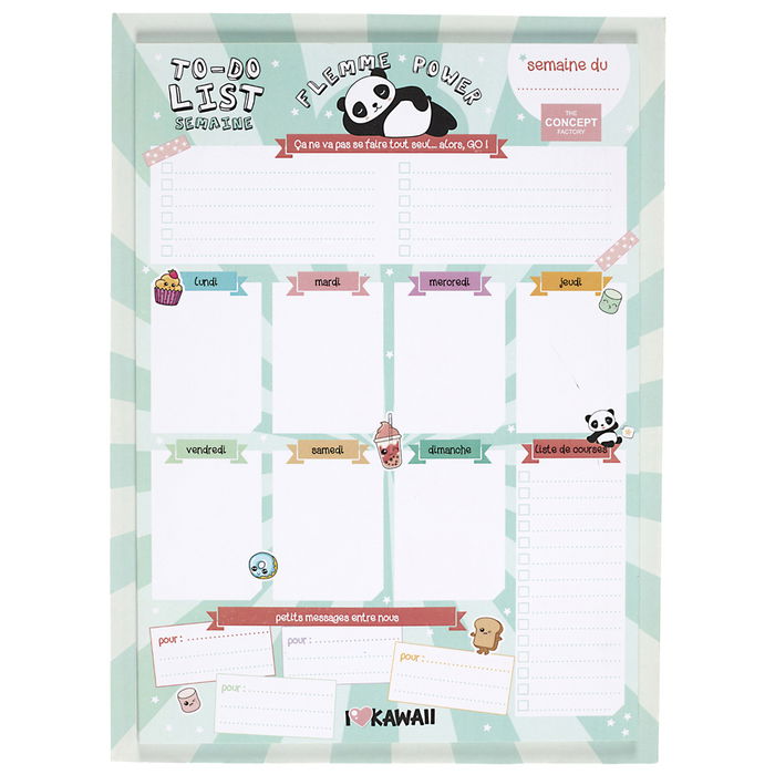 The Concept Factory Planificador Kawaii 28x38 cm Modelos Panda y Gato Surtidos