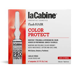 La Cabine FLASH HAIR color protect 7 x 5 ml, Protección Cabellos Teñidos con Quinoa, Betaina y Panthenol para Brillo e Hidratación