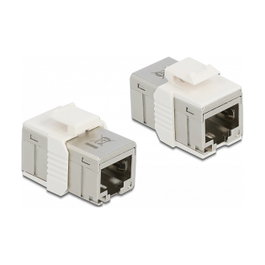 DeLOCK Adaptador RJ45 hembra a RJ45 hembra Cat.6A metal Gris