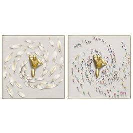 DKD Home Decor Cuadro Lienzo y Resina Hombre (Pack de 2) Dorado 80x80 cm