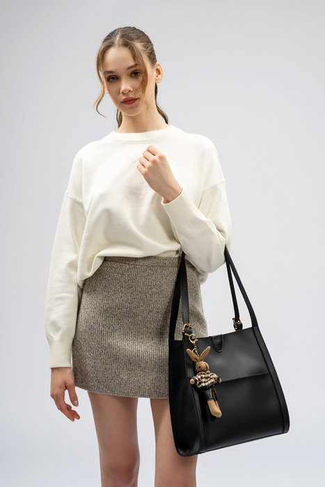 Lucky Bees Bolso tote 352 Negro Piel de Polivinilo 28x10x31 cm con 4 bolsillos interiores Lucky Bees Bolso tote 352 Negro Piel de Polivinilo 28x10x31 cm con 4 bolsillos interiores