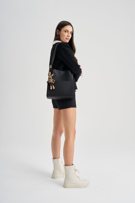 Lucky Bees Bolso tote 352 Negro Piel de Polivinilo 28x10x31 cm con 4 bolsillos interiores Lucky Bees Bolso tote 352 Negro Piel de Polivinilo 28x10x31 cm con 4 bolsillos interiores