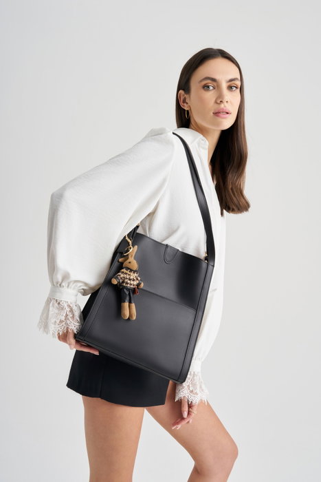 Lucky Bees Bolso tote 352 Negro Piel de Polivinilo 28x10x31 cm con 4 bolsillos interiores Lucky Bees Bolso tote 352 Negro Piel de Polivinilo 28x10x31 cm con 4 bolsillos interiores
