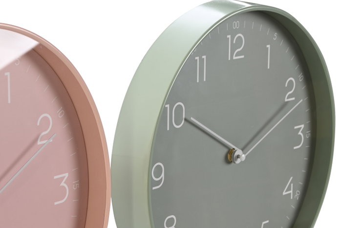 DKD Home Decor Pack de 2 Relojes de Pared Silenciosos en PVC 30x30 cm