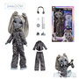 MGA Shadow High Muñeca Luna 597889 - Muñeca con Auriculares, Reproductor CD y Peine, Pestañas Verdad, Moda Gris y Negro, para +4 Años