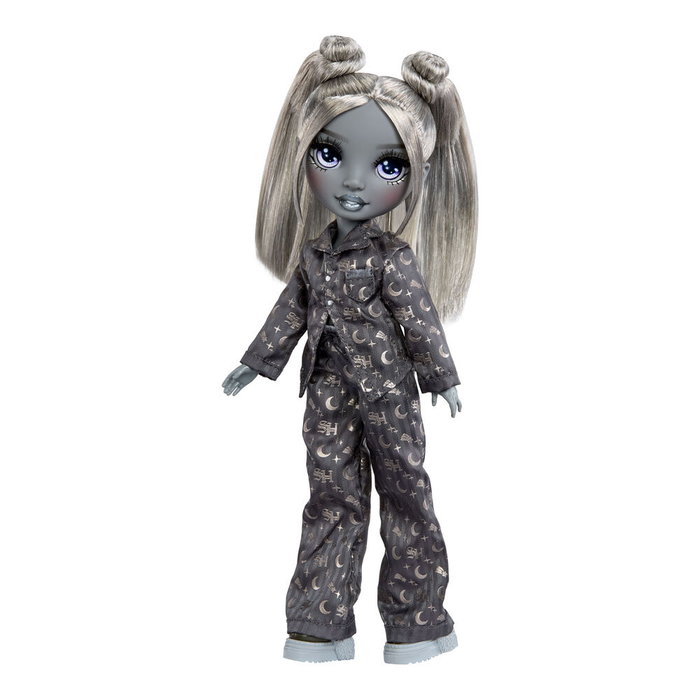 MGA Shadow High Muñeca Luna 597889 - Muñeca con Auriculares, Reproductor CD y Peine, Pestañas Verdad, Moda Gris y Negro, para +4 Años