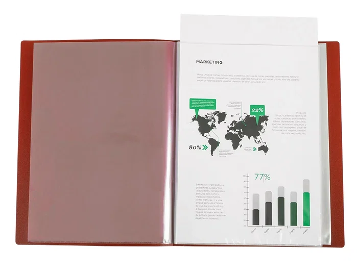 Liderpapel Carpeta de 60 fundas canguro rojo translúcido DIN A4 Liderpapel Carpeta de 60 fundas canguro rojo translúcido DIN A4