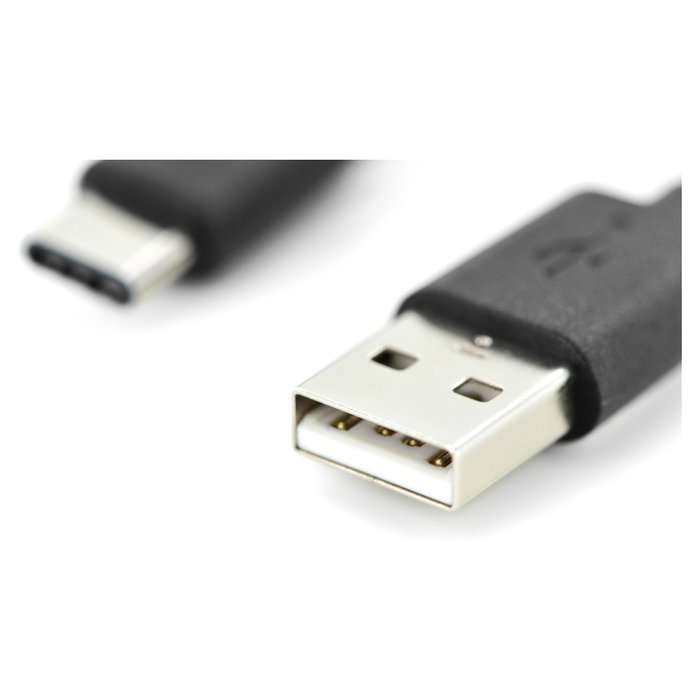 Digitus Cable USB 2.0 Tipo A a USB-C, 1m, Negro, Macho a Macho, 480 Mbit/s (0.48 Gbit/s)