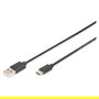 Digitus Cable USB 2.0 Tipo A a USB-C, 1m, Negro, Macho a Macho, 480 Mbit/s (0.48 Gbit/s)