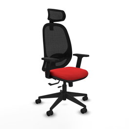 PIQUERAS Y CRESPO Silla de oficina Cilanco con mecanismo Sincro/Traslack, Similpiel Rojo y Malla Negro