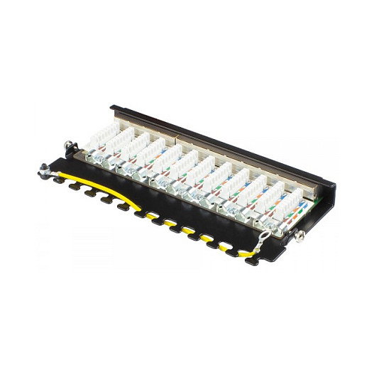 GoodConnections GC-N0115 Patch Panel de Rack Cat6 12 Puertos RJ45, 0.5U, Negro