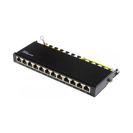 GoodConnections GC-N0115 Patch Panel de Rack Cat6 12 Puertos RJ45, 0.5U, Negro