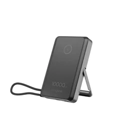 Gembird Powerbank 10000 mAh con carga inalámbrica magnética de 15 W y soporte integrado, negro