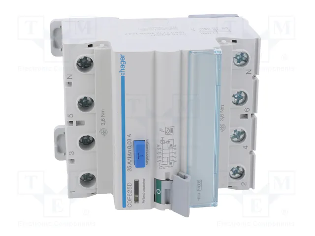 HAGER Interruptor diferencial 25A 30mA 3+N Tipo F HAGER Interruptor diferencial 25A 30mA 3+N Tipo F