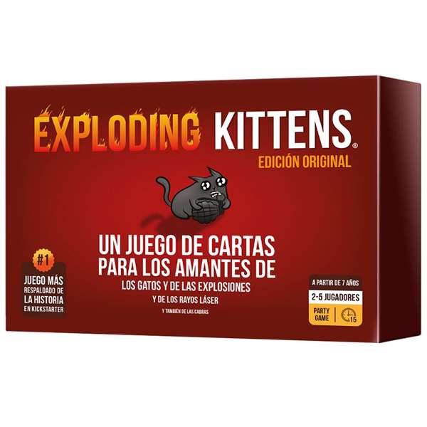 Asmodee Juego Exploding Kittens. Ruleta rusa en versión gatuna, roba cartas hasta que salga el exploding.