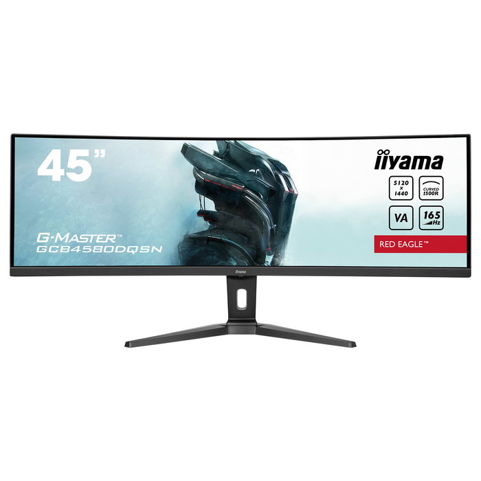 Iiyama G-MASTER RED EAGLE Curvo GCB4580DQSN-B1 44.5" (113cm) Monitor Gaming 32:9 Dual QHD 5120x1440 165Hz 1500R 0.8ms VA AMD FreeSync HDR400 2xHDMI DisplayPort USB-C 90W Altavoces