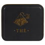 Cook Concept Caja de Té "Thé" Lounge con 6 Compartimentos Metal Negra Mate Ilustraciones Doradas 18x15.5x7 cm