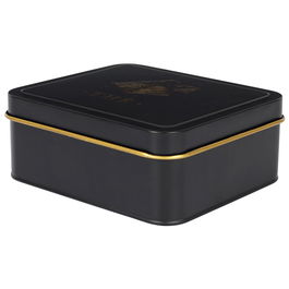 Cook Concept Caja de Té "Thé" Lounge con 6 Compartimentos Metal Negra Mate Ilustraciones Doradas 18x15.5x7 cm