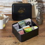 Cook Concept Caja de Té "Thé" Lounge con 6 Compartimentos Metal Negra Mate Ilustraciones Doradas 18x15.5x7 cm