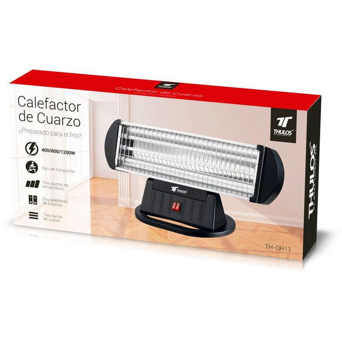 Thulos Estufa Eléctrica TH-QH11 400W/800W/1200W 3 Niveles Tubo de Cuarzo con Apagado por Vuelco CE