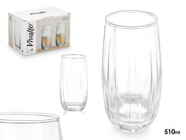 VIVALTO Vaso Rayas 510 ml Transparente Vidrio 6.8 x 15 x 6.8 cm (Set de 24)