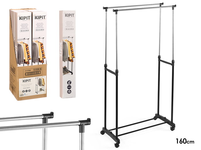 Kipit Perchero Doble Ruedas Negro 75x11x7 cm (Set de 6) Kipit Perchero Doble Ruedas Negro 75x11x7 cm (Set de 6)