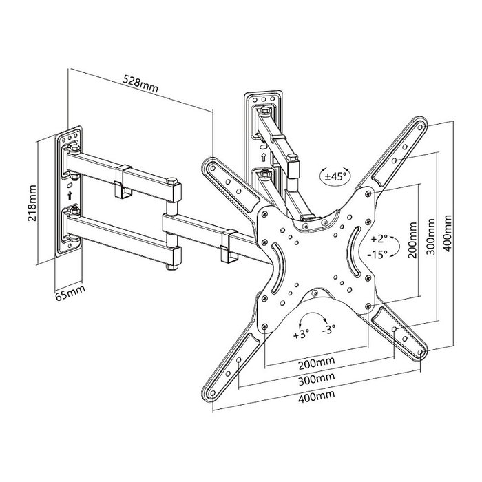 Equip 650328 Soporte de Pared en Esquina para TV de 23" a 55", Compatible VESA 400x400, Capacidad Máxima 45 kg Equip 650328 Soporte de Pared en Esquina para TV de 23" a 55", Compatible VESA 400x400, Capacidad Máxima 45 kg