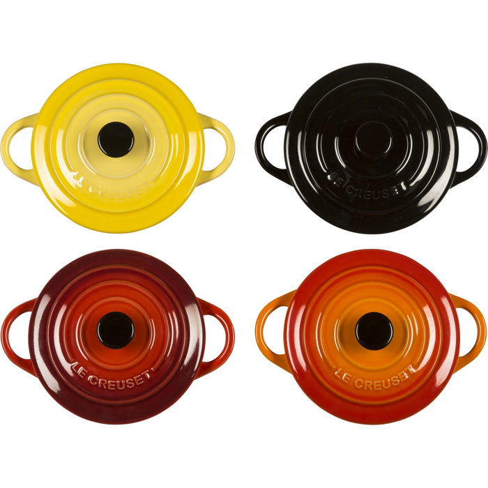 Le Creuset Set de 4 mini cocottes de gres multicolor Le Creuset Set de 4 mini cocottes de gres multicolor