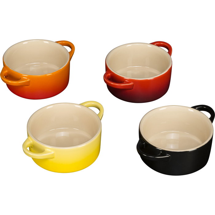 Le Creuset Set de 4 mini cocottes de gres multicolor Le Creuset Set de 4 mini cocottes de gres multicolor