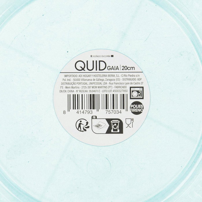 Plato Poliestireno Gaia Quid 19 cm (24 Unidades)