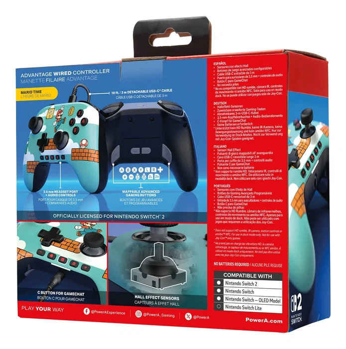PowerA Advantage Multicolor USB Gamepad Analógico/Digital para Nintendo Switch 2