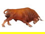 Deqube Réplica Animal Toro Bravo Colorado Embistiendo Pintada a Mano para Colección +3 Años