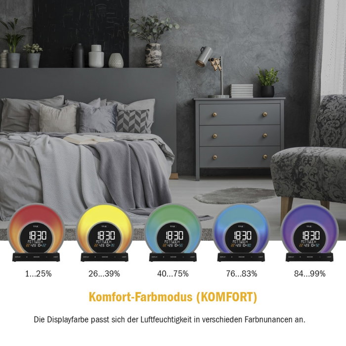 Tfa SOLUNA 60.2026.01 Despertador con cambio de color