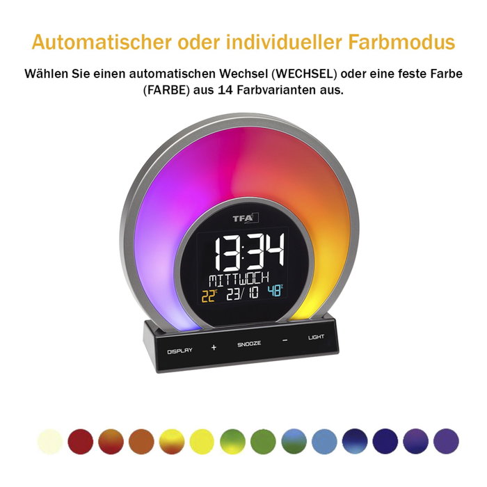 Tfa SOLUNA 60.2026.01 Despertador con cambio de color