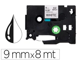 Q-connect Cinta TZE-221 blanco-negro 9mm 8 m