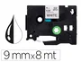 Q-connect Cinta TZE-221 blanco-negro 9mm 8 m