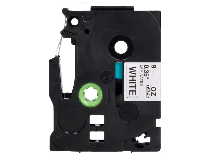 Q-connect Cinta TZE-221 blanco-negro 9mm 8 m