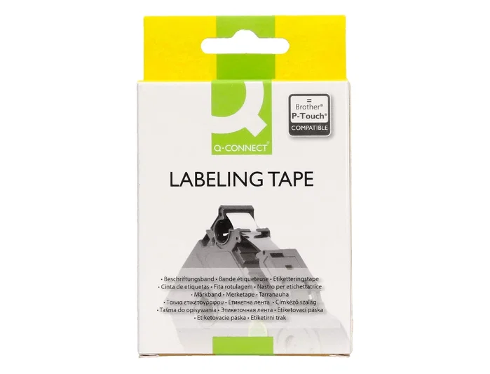 Q-connect Cinta TZE-221 blanco-negro 9mm 8 m