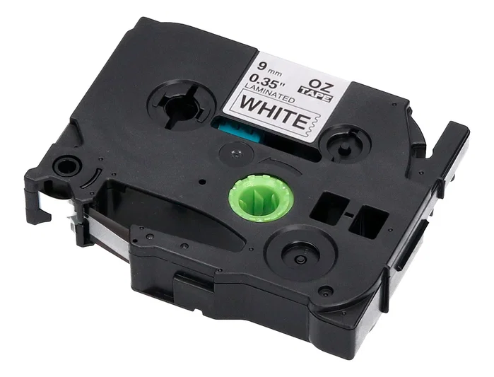 Q-connect Cinta TZE-221 blanco-negro 9mm 8 m