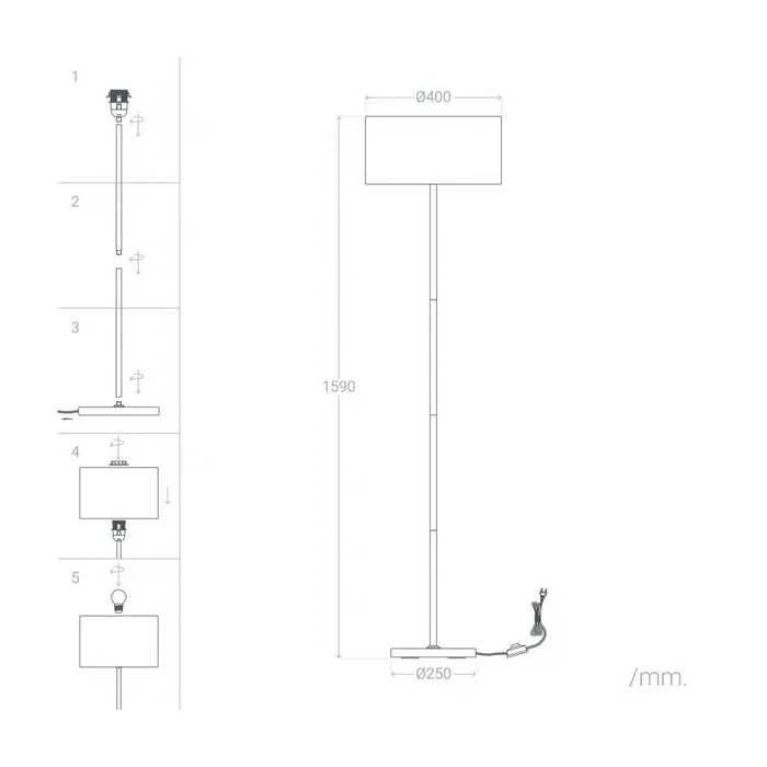 Garden Lámpara de Suelo Puducherry, Diseño Elegante y Moderno para Salón o Dormitorio con Casquillo E27 [SKD-F1006]