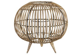 DKD Home Decor Portavelas de Ratán y Metal Natural