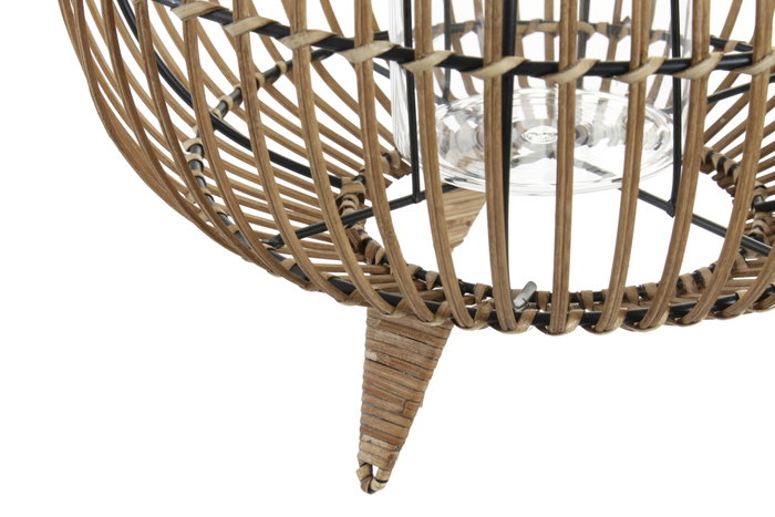 DKD Home Decor Portavelas de Ratán y Metal Natural