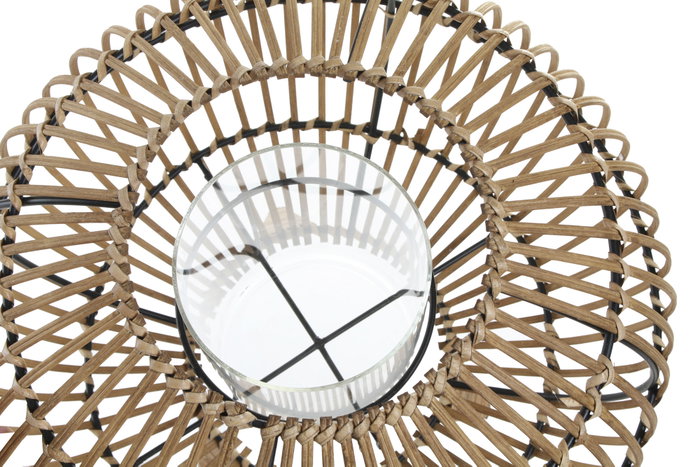 DKD Home Decor Portavelas de Ratán y Metal Natural