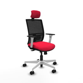 PIQUERAS Y CRESPO Silla de oficina Yunquera con mecanismo Sincro/Traslack, Rojo y Negro