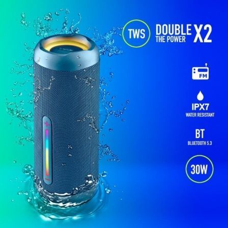 Ngs Altavoz Portátil Bluetooth 30W con Luces RGB IP67 Color Azul