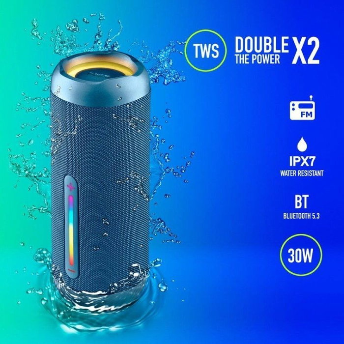 NGS Roller Furia 2 Altavoz Bluetooth 30W Azul con Luces RGB