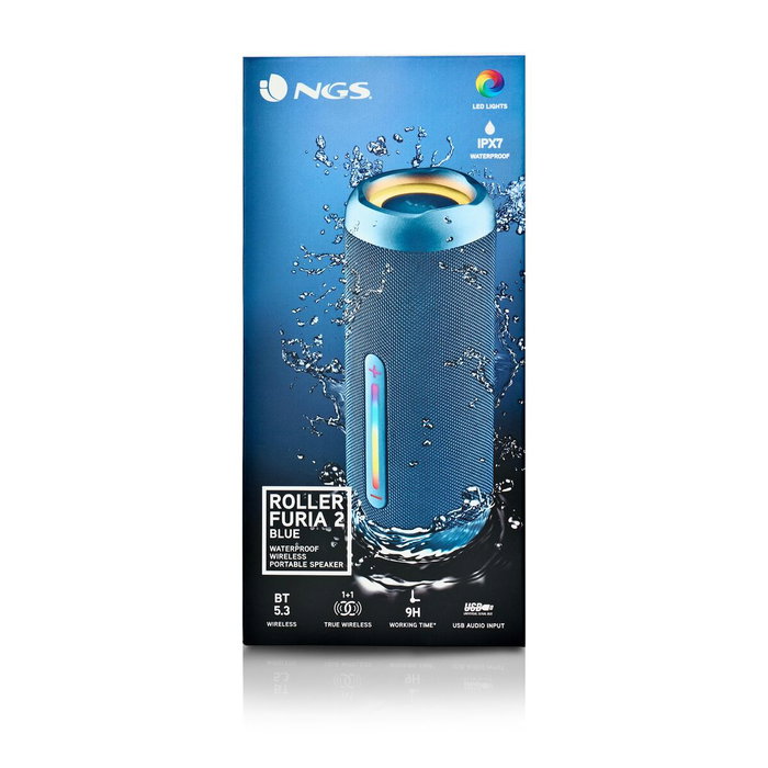 NGS Roller Furia 2 Altavoz Bluetooth 30W Azul con Luces RGB
