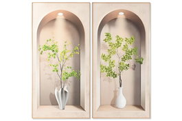 DKD Home Decor Cuadro Aluminio MDF 80x3,5x160 Jarrón Surtido de 2