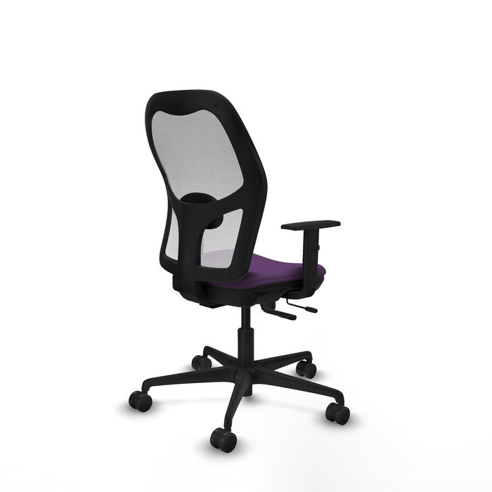 Silla de oficina Jorquera con mecanismo Sincro/Traslack tapizada con Tela color Morado y malla color Blanco. Equipada con lumbar 1D, Brazos 1D y Ruedas 65mm nailon Silla de oficina Jorquera con mecanismo Sincro/Traslack tapizada con Tela color Morado y malla color Blanco. Equipada con lumbar 1D, Brazos 1D y Ruedas 65mm nailon
