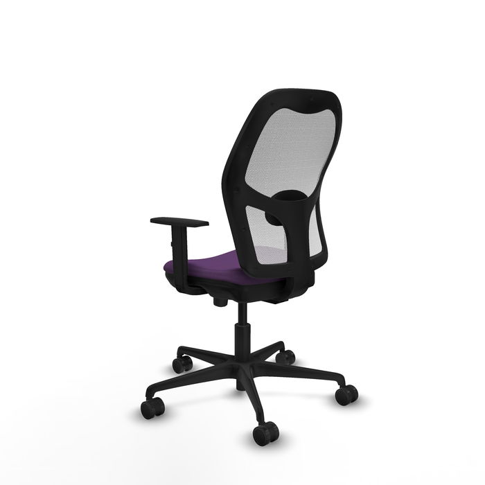 Silla de oficina Jorquera con mecanismo Sincro/Traslack tapizada con Tela color Morado y malla color Blanco. Equipada con lumbar 1D, Brazos 1D y Ruedas 65mm nailon Silla de oficina Jorquera con mecanismo Sincro/Traslack tapizada con Tela color Morado y malla color Blanco. Equipada con lumbar 1D, Brazos 1D y Ruedas 65mm nailon